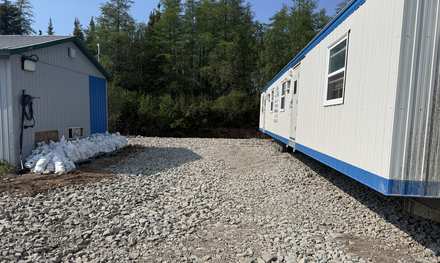 Remote exploration camp on crushed pad